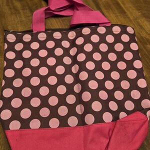 Pink and Brown Polka Dot Tote Bag